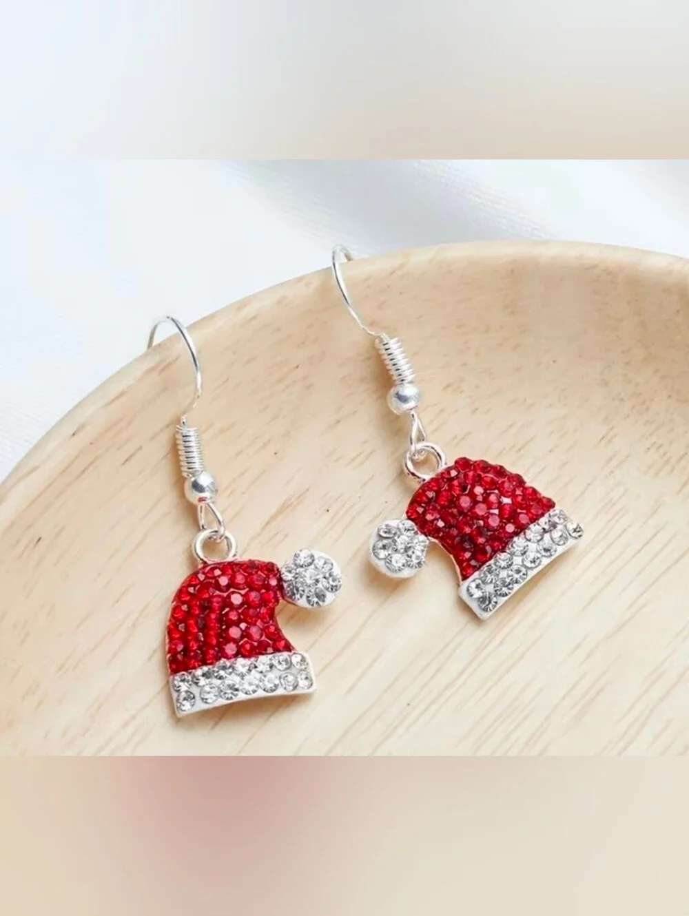 $8 Each Or Bundle 5/$20 Christmas In July Festive Red Santa Hat Crystal Earrings